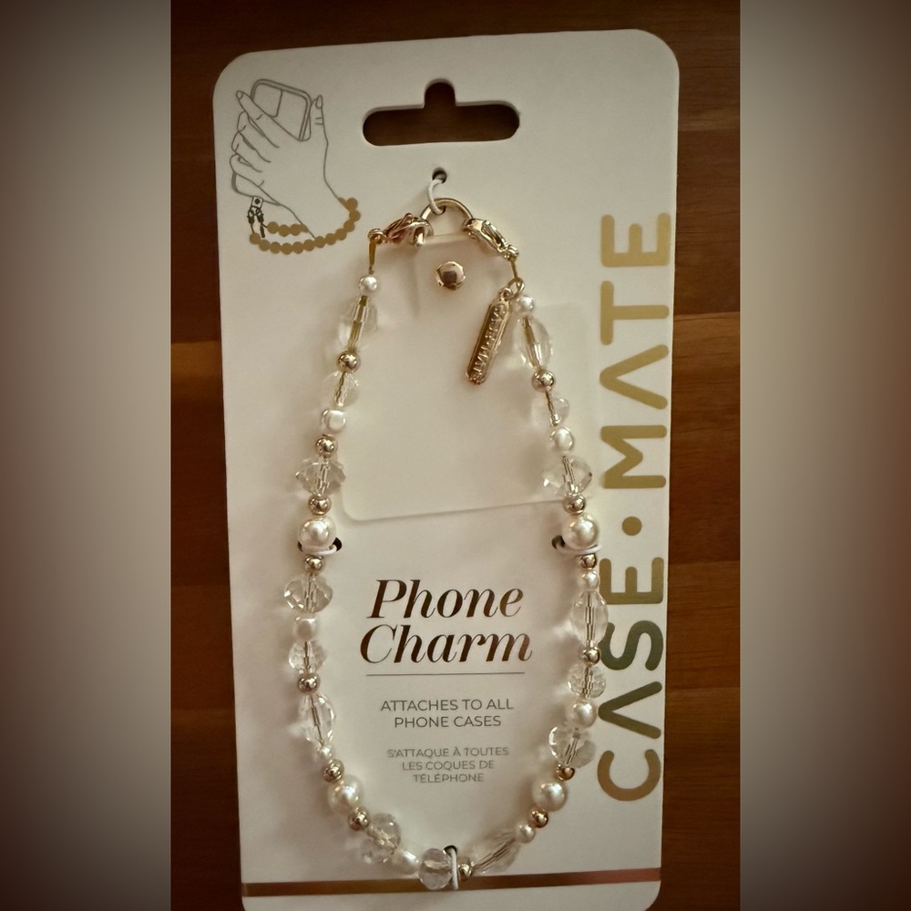 Price Drop! Case-Mate Elegant Gold and White Phone Charm